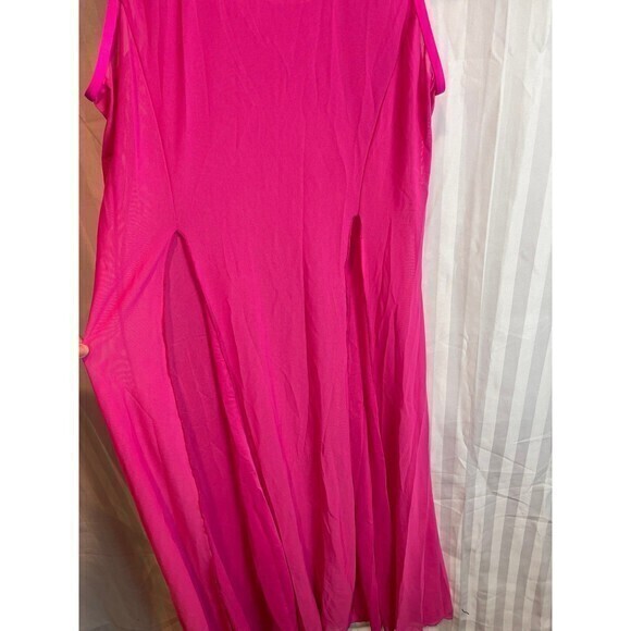 Hot Pink 3 Piece Bikini Maxi Mesh Cover Up Front Slits Dress Size Large RefM022 - Picture 10 of 12